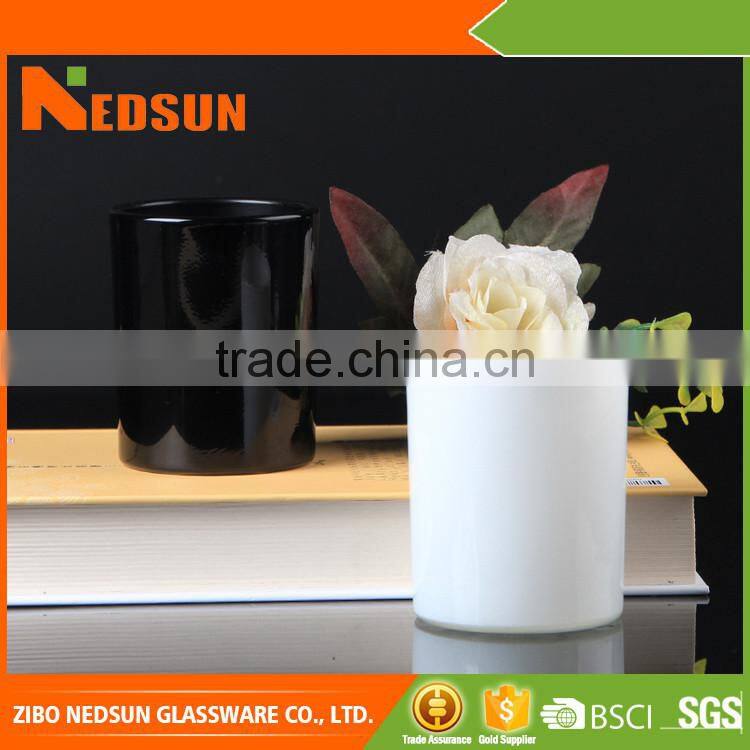 China Supplier low price Black and white high quality black glass candle jar