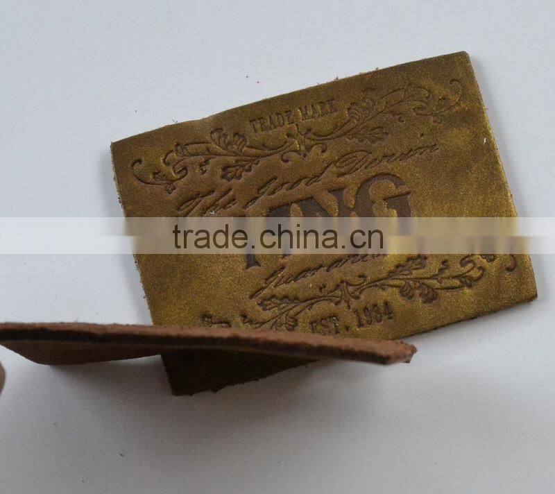 Triangle shape metal leather label for garment