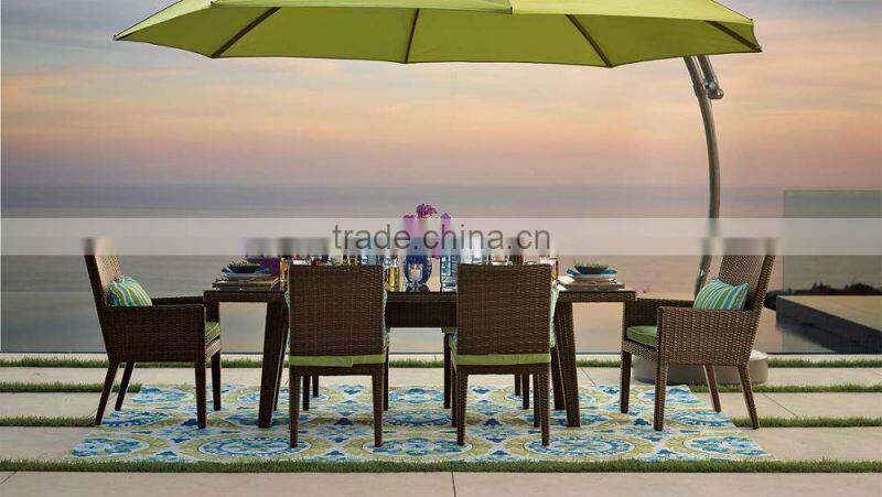 2017 Sigma UV resistant all weather ultra modern pe rattan cheap glass dining table