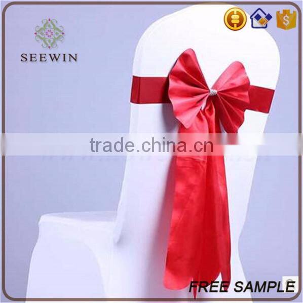 Korean style chair satin bow tie for wedding chair deco