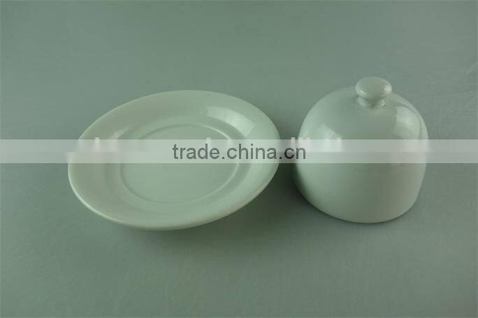 stock cheap white dinnerware type butter dish with cover