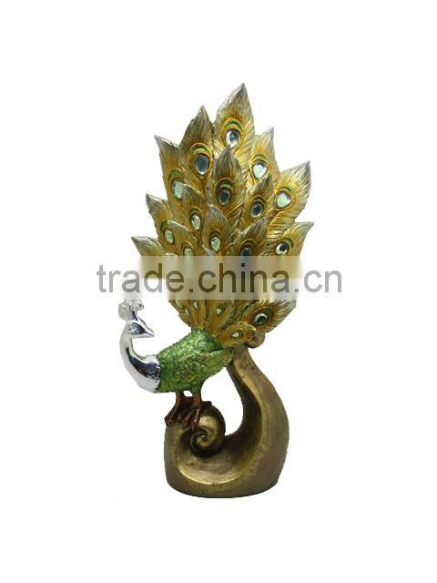 shinning coating delicate resin high quality peacock statues