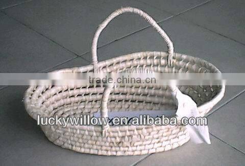 hand made white wicker baby pram basket for home use