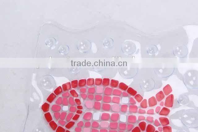 Transparent PVC anti slip bath mat with fish patterns/bathroom mat