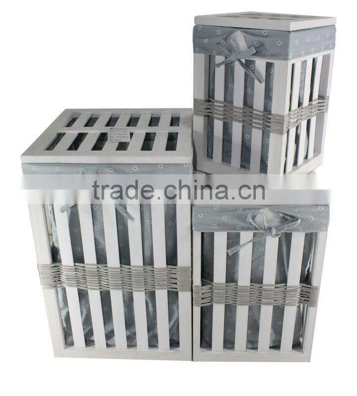 Rectangle storage laundry hamper sets of 3 with lid