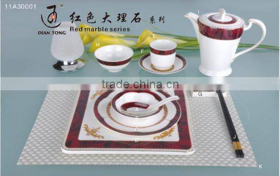 14PCS bone china flower surface ceramic dinnerware tableware set