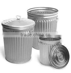 Various Sizes Outdoor Round Galvanized Steel Metal Trash Can Recycle Garbage Bin