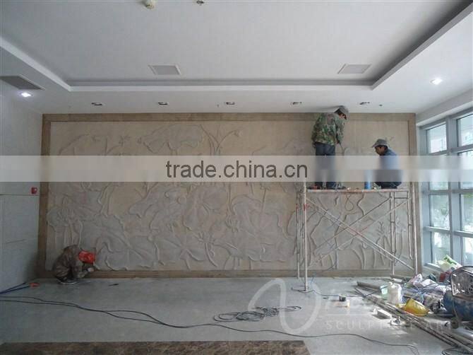 alibaba china supplier indoor decoration stone carving Lotus marble relief sculpture