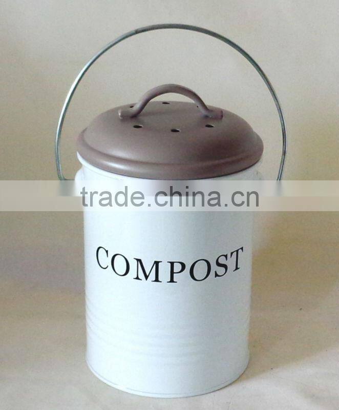 High quality cheap price assorted color cylinder metal kitchen compost bin