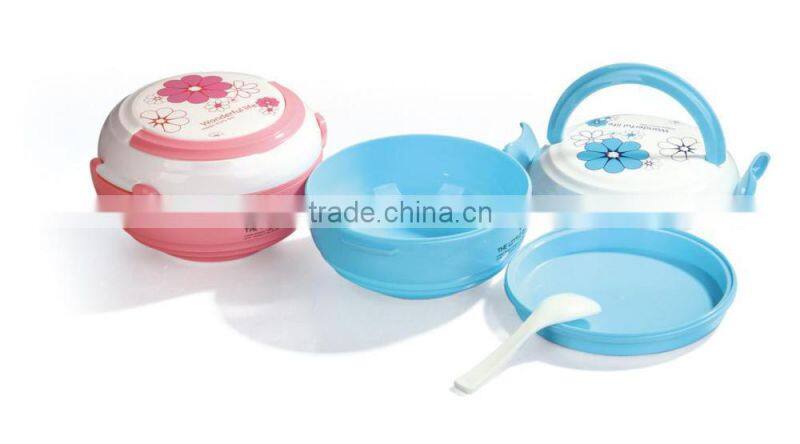 Plastic small round double lunch boxes/Insulation boxes