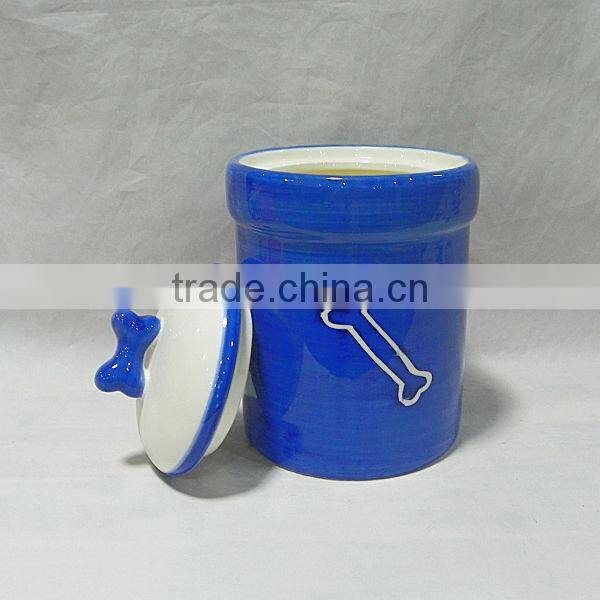 Column Shape Ceramic Dog Treat Jar