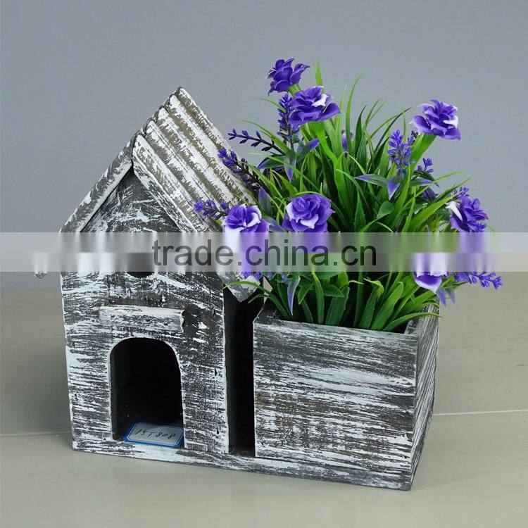 Wood Flowerpot House Planter Succulent Creative Handmade Flower Pots