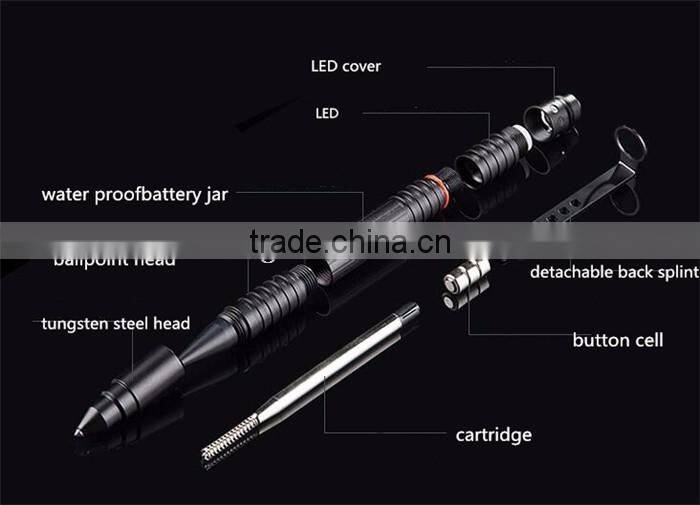 Self defense device in a tactical protecting pen and anti-theft device with anodizing treatment