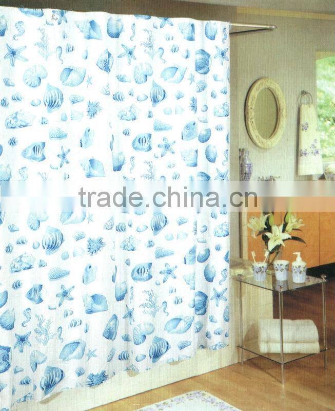 Sea fish print PEVA shower curtain and bath accessory