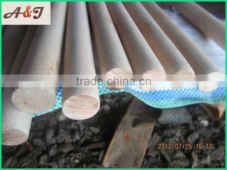 natural wooden broom stick one end flat one end dome