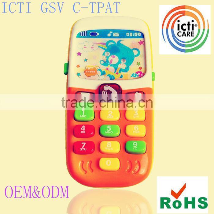 2015 new hot mobile phone toy for kids from icti approved manufacturer OEM&ODM cellphone toy with music for baby