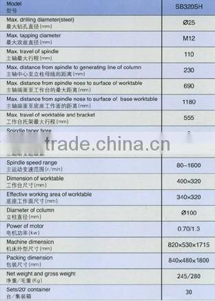 Vertical Drilling Machine SB Series Stepless timing, with dia. 25mm