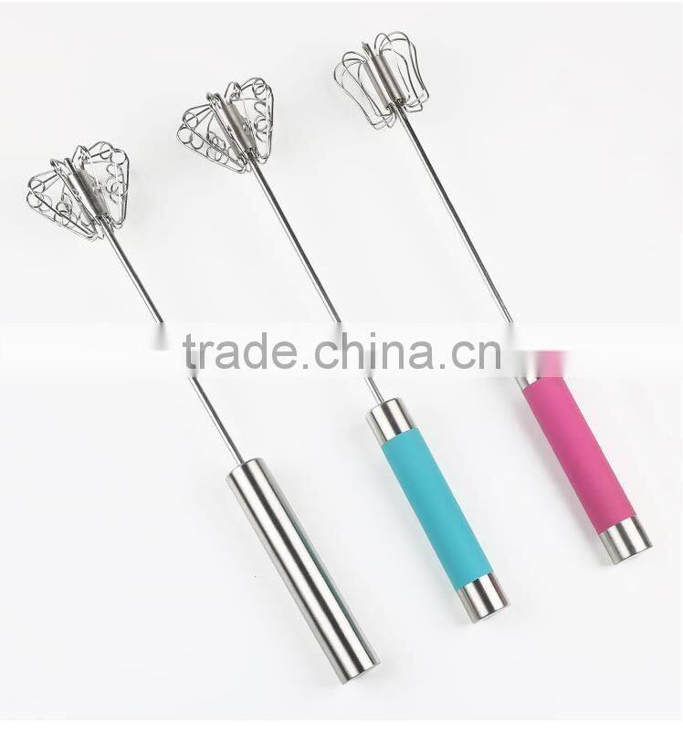 Popular Food Grade eggbeater Stainless Steel Egg Whisk With Colorful Handle