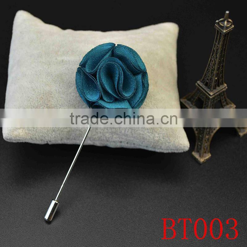 Manfacuter stock various colors men custom fabric flower pins for dressing