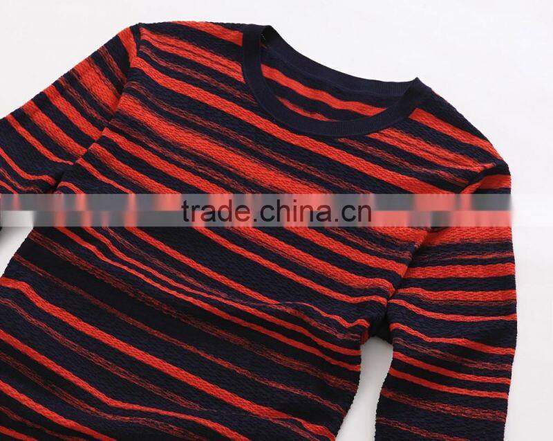fashion men stripe cotton light knitted sweater