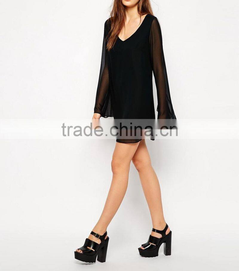 new elegant fashion lady prom party dress quality factory wholesale slit evening dress black long