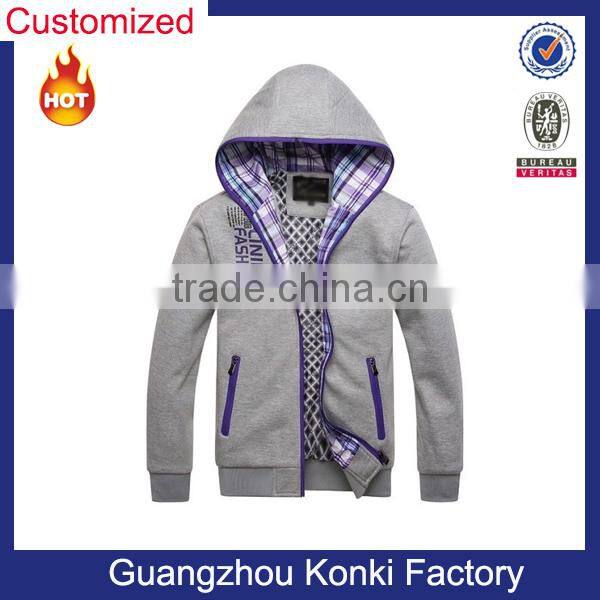 Custom Made 100% Cotton Printed Zipper Men's Hoodie