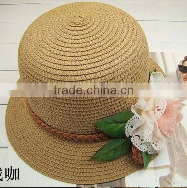 Fashion raffia straw boater hats cheap straw hats