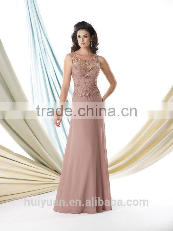 gold long round neck cap sleeve patterns of lace evening dress