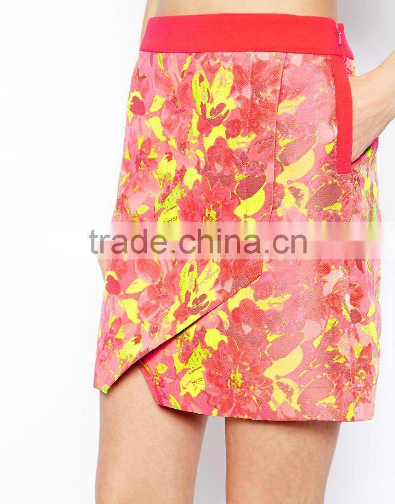 Floral Jaquard Fashion Wrap Skirt Slim Hip Mini Short Knitted Elastic Skirts Pattern