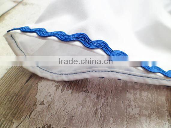 Wholesale Price Blue Grid With Bottom Ric Rac Short Frock Casual Dress