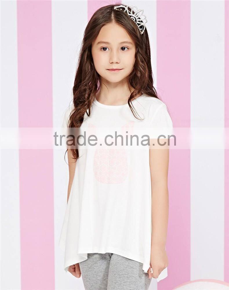China wholesale girl's long style print pattern t shirt made in China