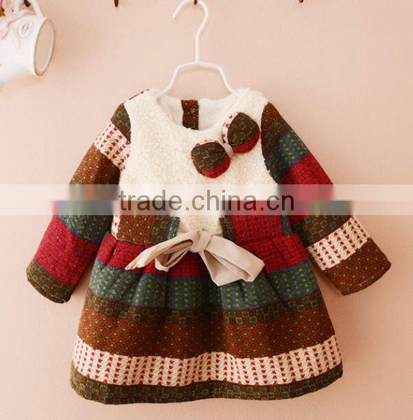 Kids 2016 Hot Selling winter Popular Design Baby Girls velvet Dress wear