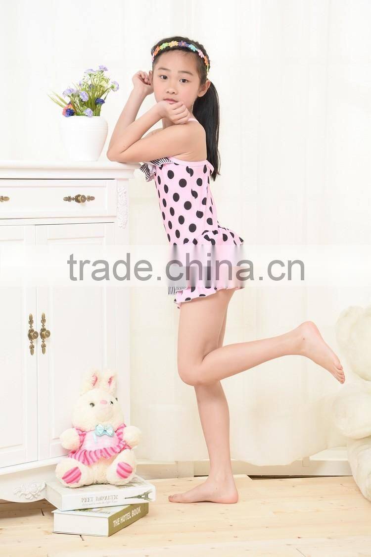 Factory price light pink black dots children's swimwear kids swinwear a little baby swimwear /kids bikini