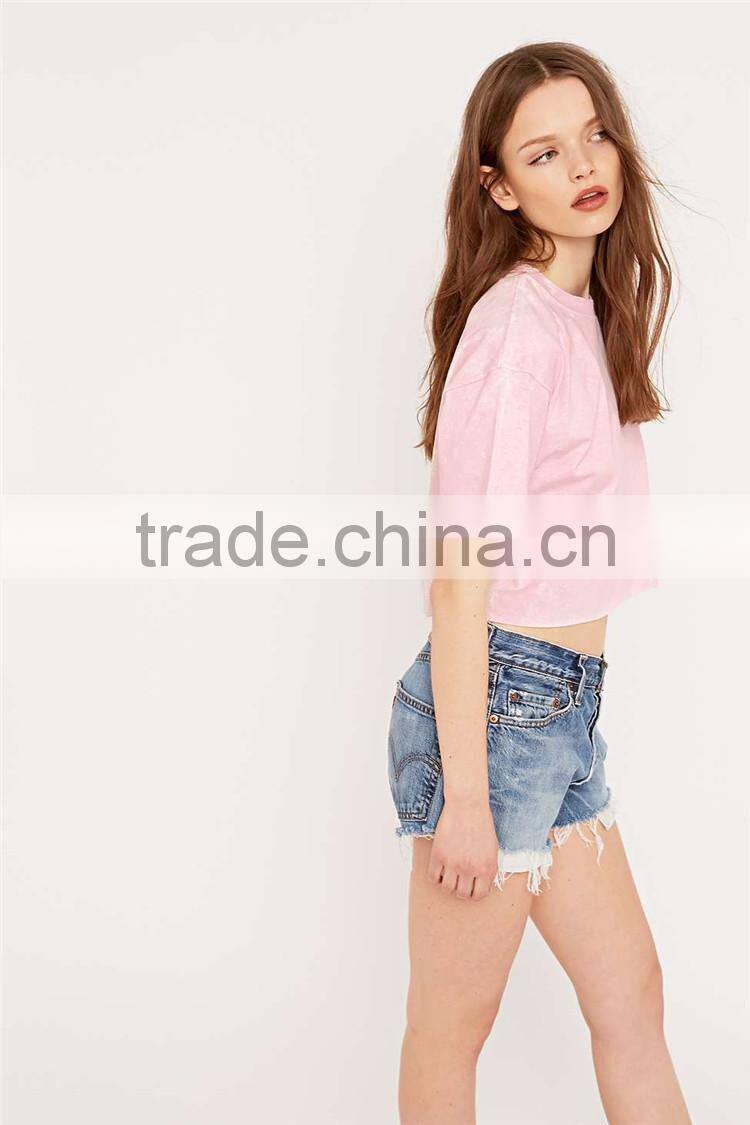 Mini t shirts in pink girls high neck new model t shirts ladies girl