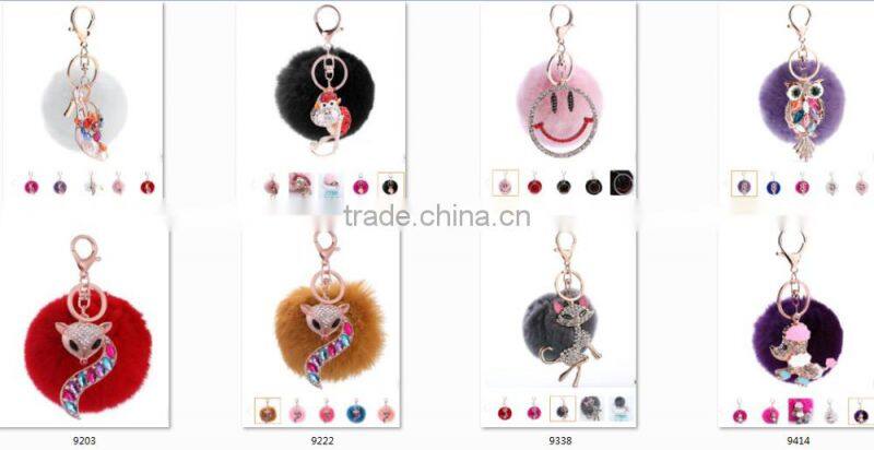 evil eye faux fur pom pom keychain bag charms fake fur glasses bag charms car hangers imitation fur ball keychain gifts