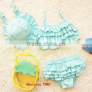 Swimsuit baby summer biniki solid color ruffle design bulk buy from China Yiwu