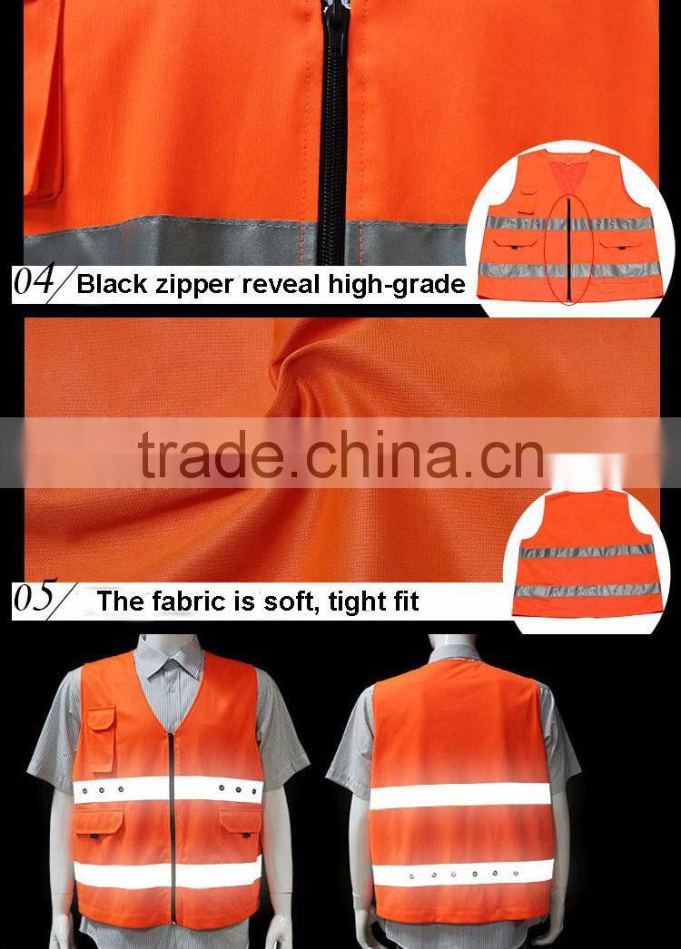 safe protective orange LED construction vest for workers
