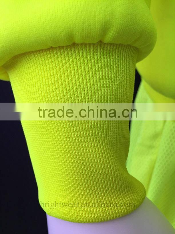 80% polyester 20% cotton fleece hi vis safety sweatshirt with heat-applied reflective tape meet CSA Z96 requirement