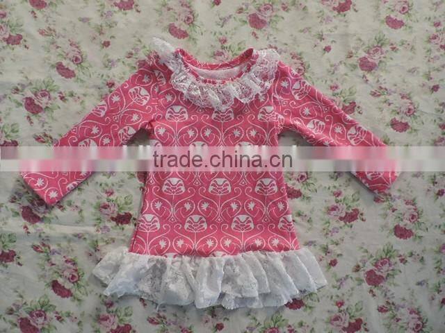 2017 Spring Baby Girls Long Sleeve Clothes Children Girls Floral Pattern Lace Ruffle Comfortable Top