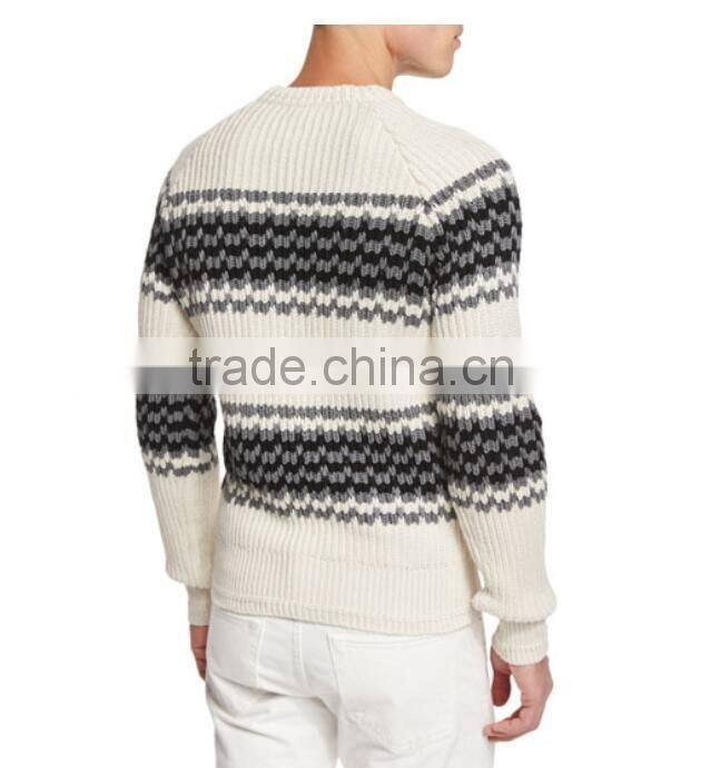 Crew neckline fashion mens sweater 2017 pullover men wholesale fitted rib sweater