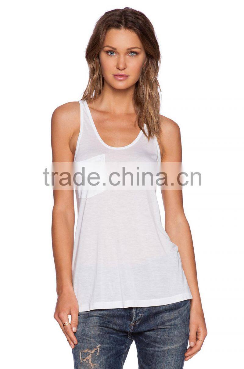 front breast pocket classic tank tops one size fits all