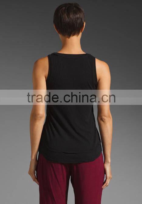 loose double V tank tops women