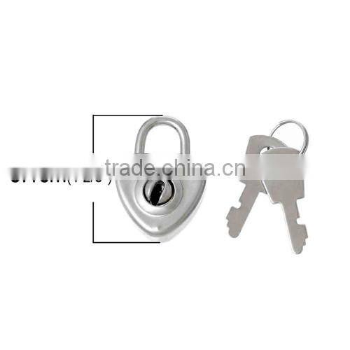 Silver Tone Jewelry Box Locks Heart Latch With 2 Keys 3.1cmx2.2cm