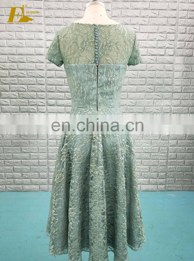 ED Bridal Factory Custom Knee Length Lace Bridesmaid Dress With Short Lace