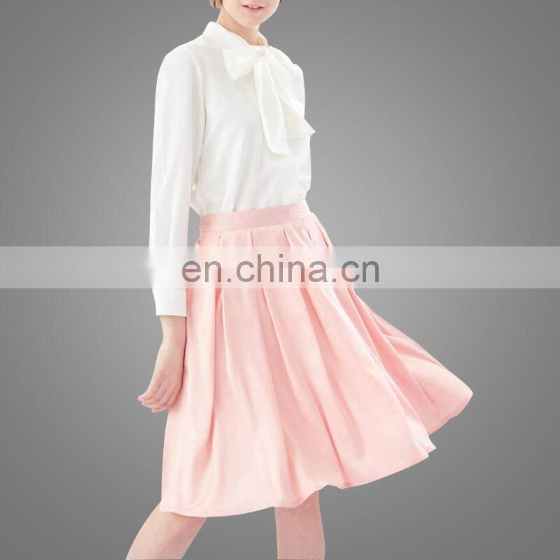 Japanese Girl Style Long Sleeve White Chiffon Bow Tie Girls Shirt