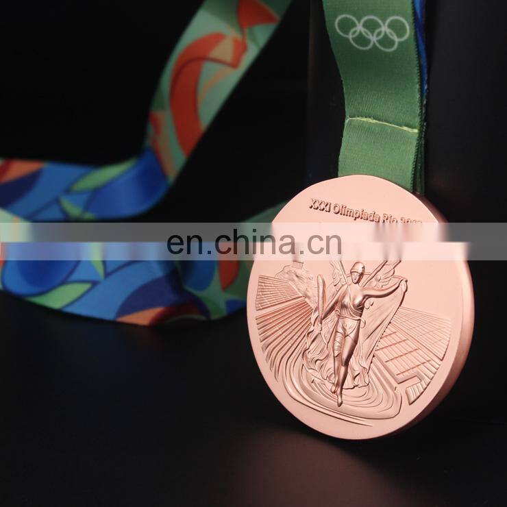 Custom brief style sport games with ribbon metal medal