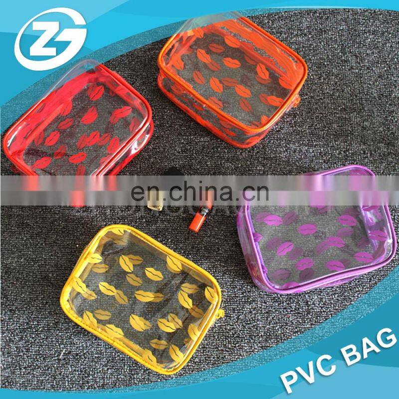 New Design Fashion Sexy Lipper Zipper Top Girls Make up Cosmetic Printed PVC Bag
