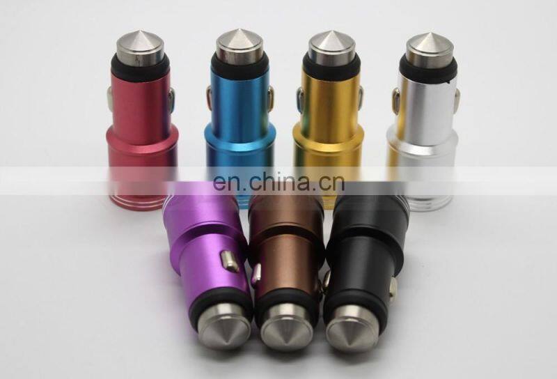 Dual USB Port Alloy Skin 5V 3A Auto Lighter Power Source Mobile Travel Charger