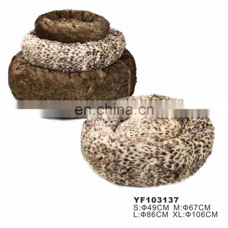 Wholesale Customized luxury warm soft Leopard dog beds