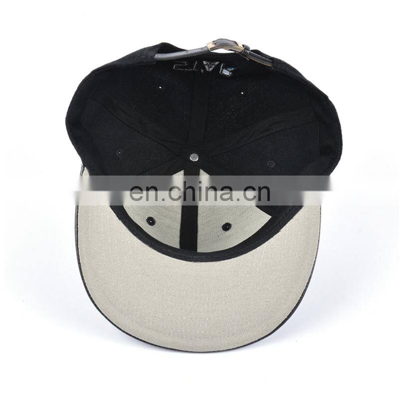 Fashionable classic style leather brim snapback caps custom